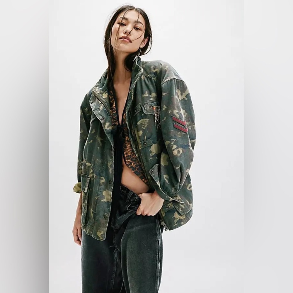 NWT/NWOT We The Free Arya Utility Camo Jacket ~Olive Combo~
